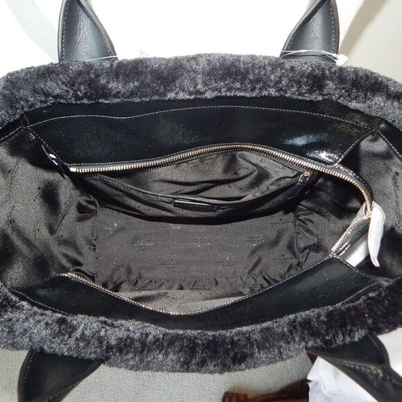 Kate Spade Jett Faux Shearling Patent Leather Embroidered Logo Large Tote NWT - Picture 15 of 16